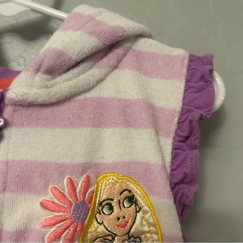 Disney Rapunzel purple and white striped shorts romper terry swim cover up 5/6